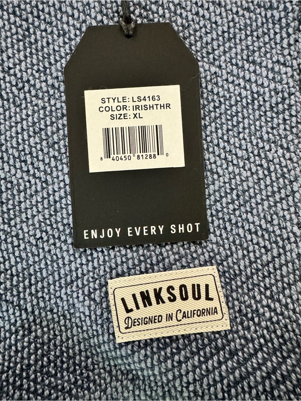 NWT Linksoul Coastal Terry Hoodie XL Blue Herringbone - Picture 9 of 12